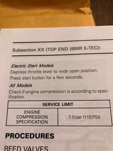 compression test 600 etec|2014 600 ETEC compression value from service manual.